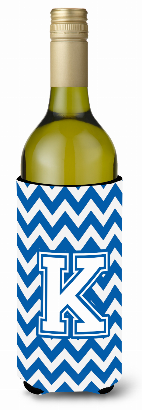 Monogram Letter Chevron Wine Bottle Hugger