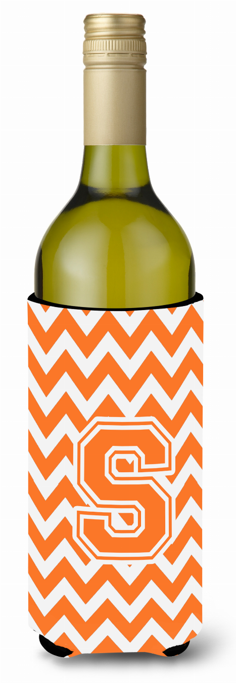 Monogram Letter Chevron Wine Bottle Hugger