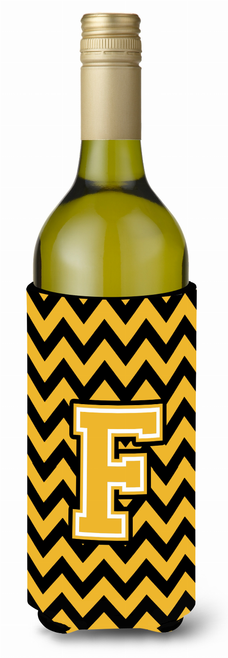 Monogram Letter Chevron Wine Bottle Hugger