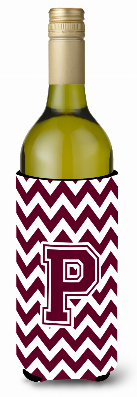 Monogram Letter Chevron Wine Bottle Hugger