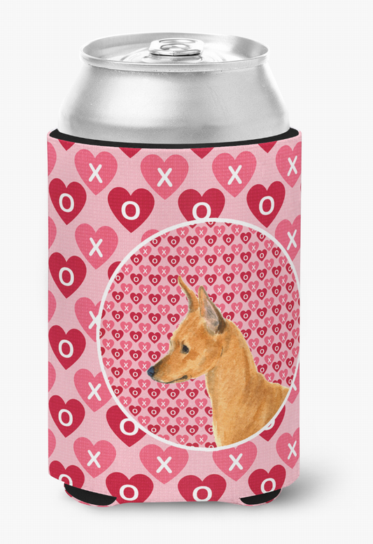 Hearts Love and Valentine's Day Dog Portrait Can or Bottle Hugger