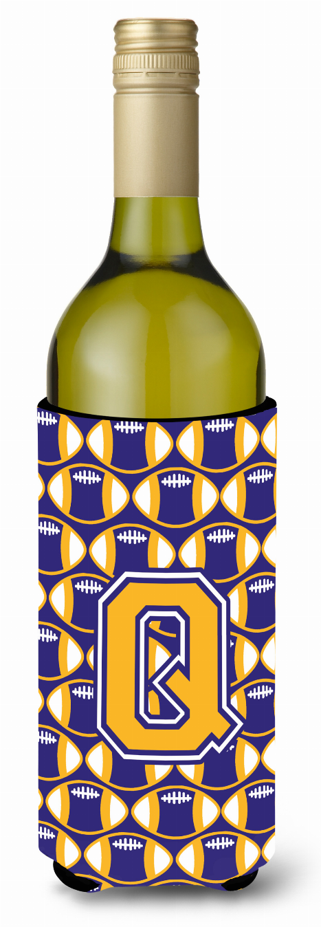 Monogram Letter Football Wine Bottle Hugger