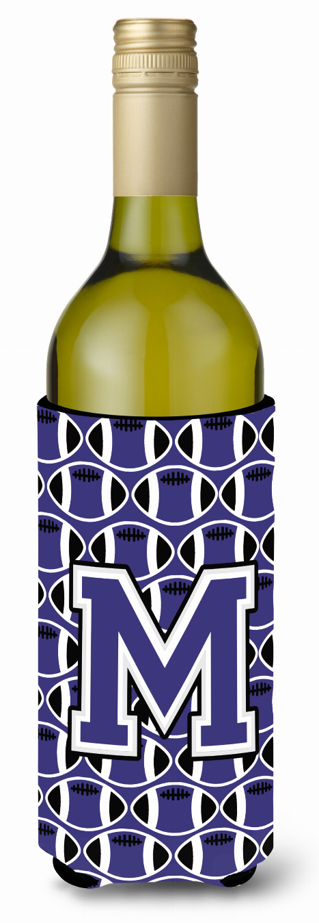 Monogram Letter Football Wine Bottle Hugger