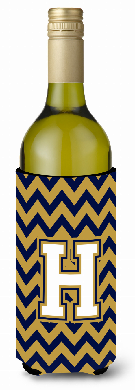 Monogram Letter Chevron Wine Bottle Hugger