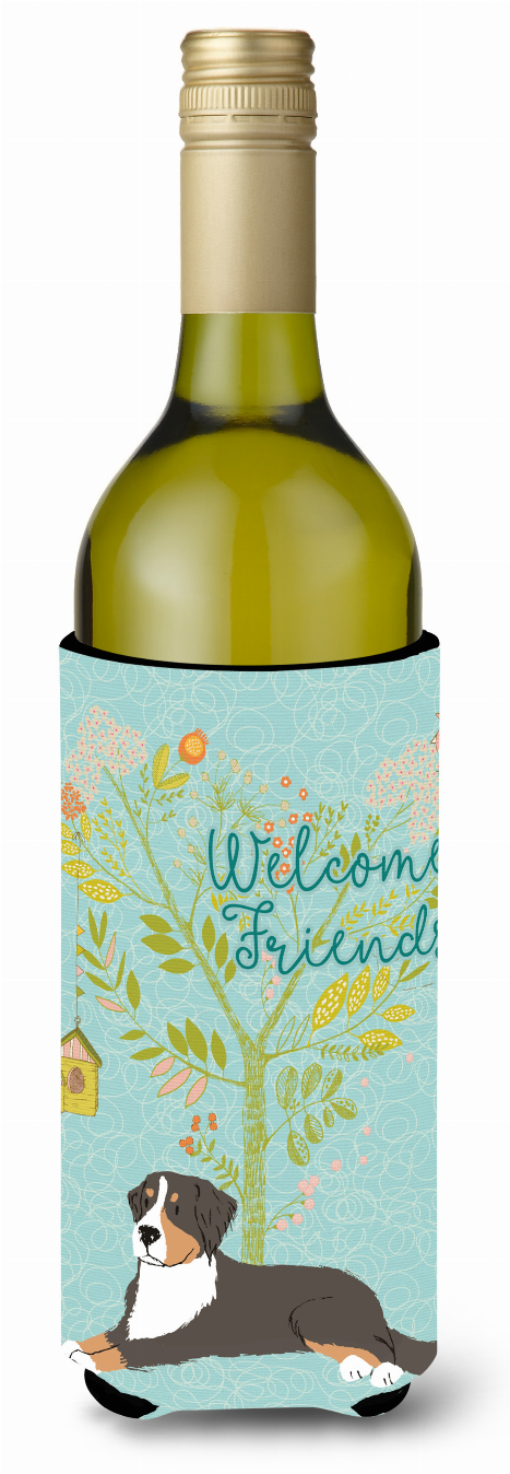 Welcome Friends with Dog Wine Bottle Hugger