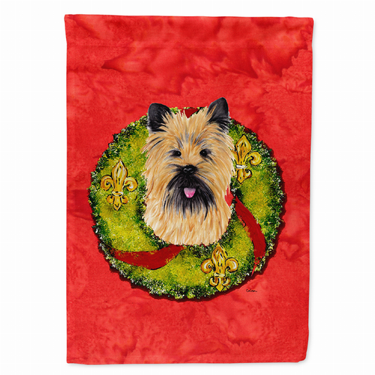 Christmas Wreath With Dog Flag Garden Size