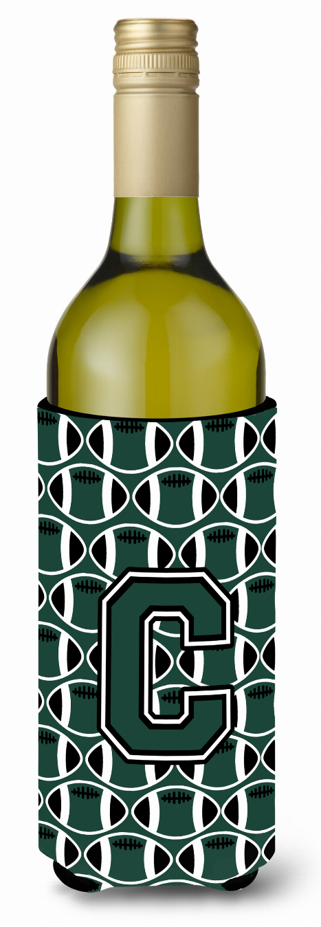 Monogram Letter Football Wine Bottle Hugger