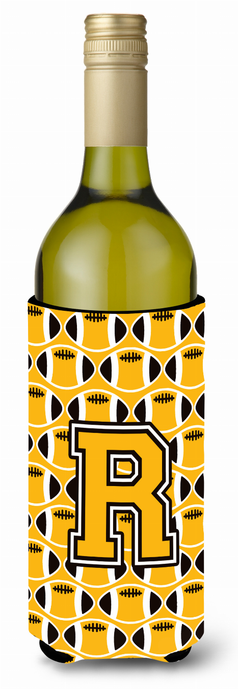 Monogram Letter Football Wine Bottle Hugger