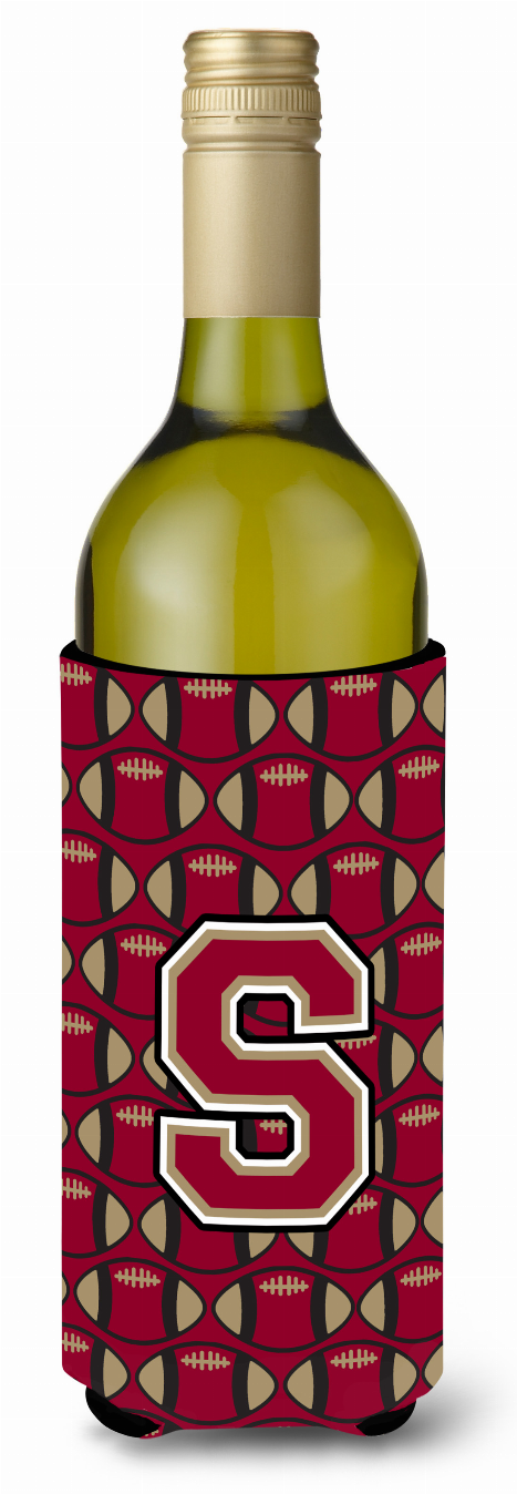 Monogram Letter Football Wine Bottle Hugger