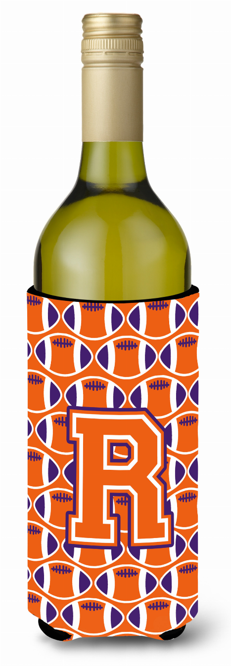 Monogram Letter Football Wine Bottle Hugger