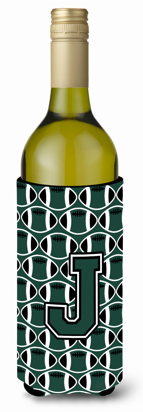 Monogram Letter Football Wine Bottle Hugger