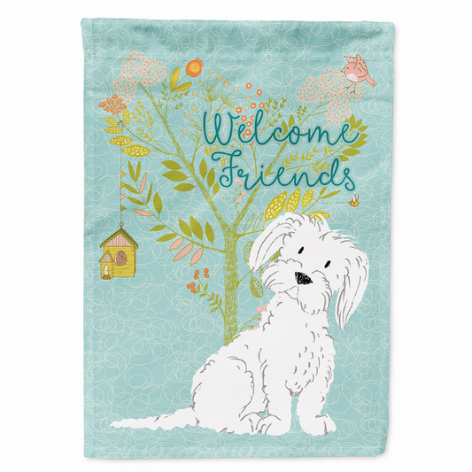 Welcome Friends/Dog Breed Themed Flag Canvas