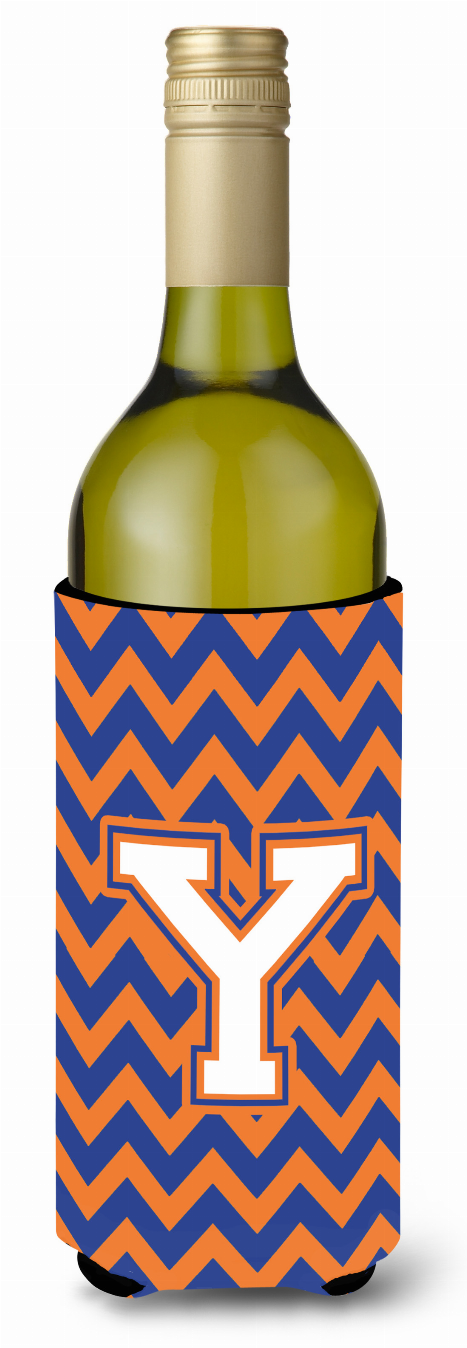 Monogram Letter Chevron Wine Bottle Hugger