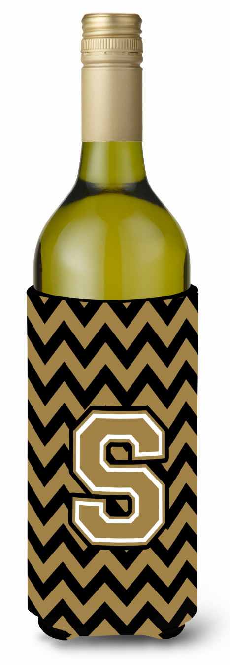 Monogram Letter Chevron Wine Bottle Hugger