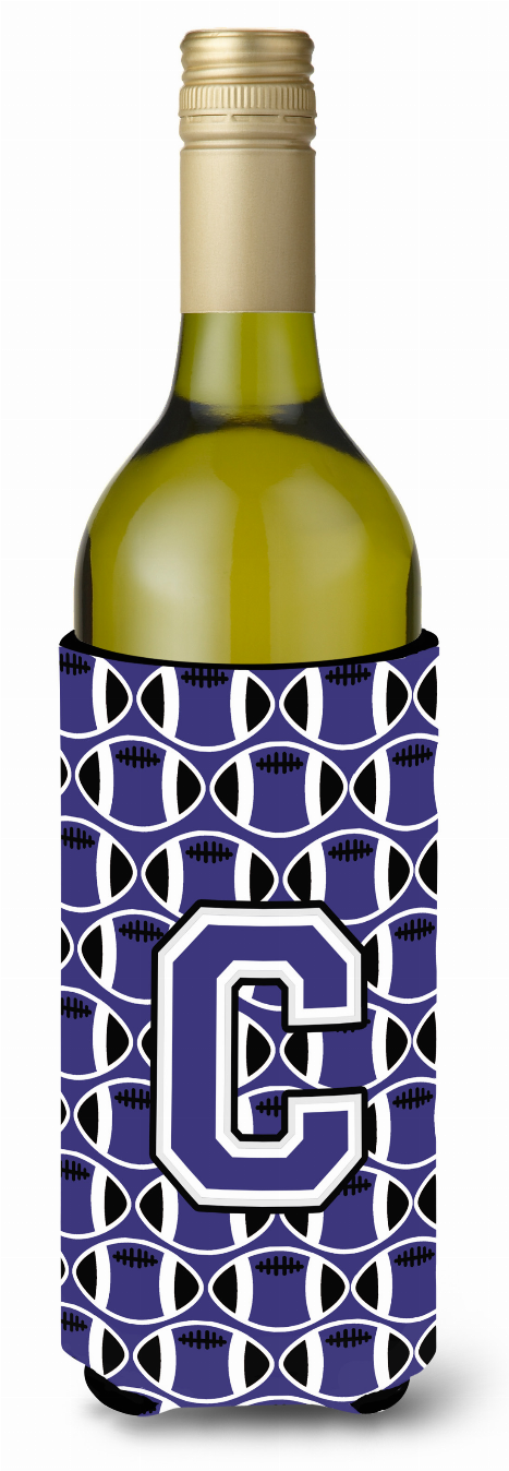 Monogram Letter Football Wine Bottle Hugger