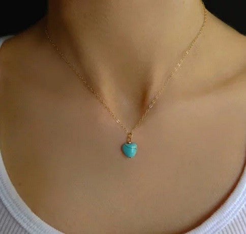 Turquoise Heart Pendant with Chain