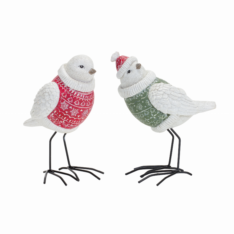 Bird w/Sweater (Set of 2) 6.25"H, 6.75"H Resin