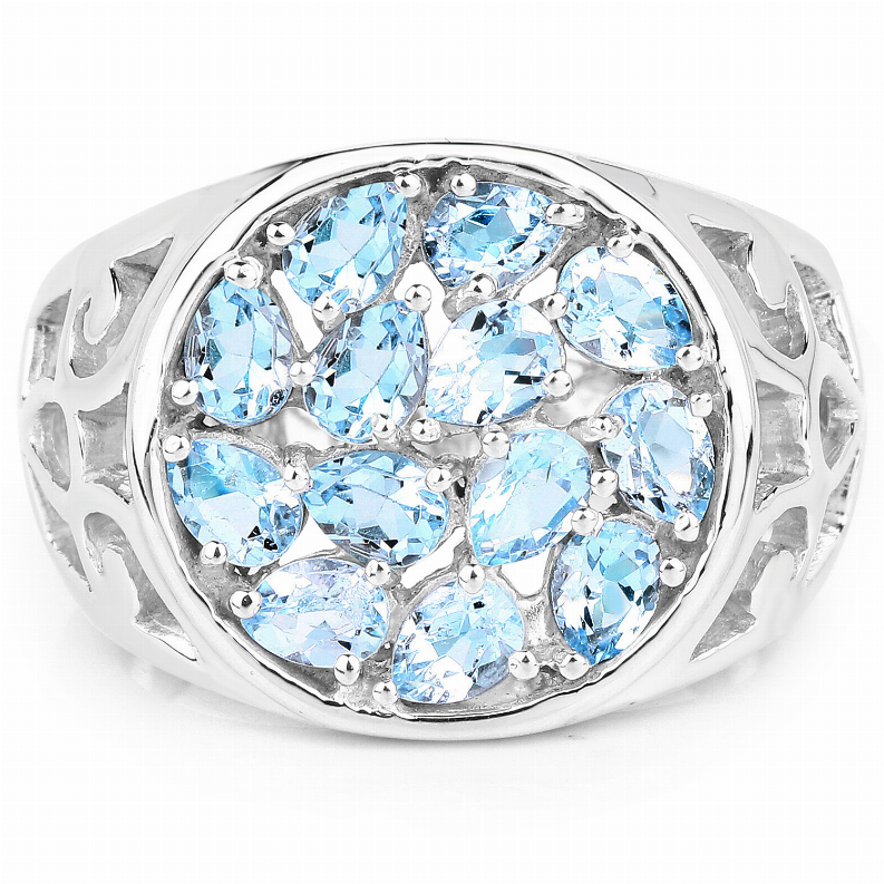 2.34 Carat Genuine Blue Topaz .925 Sterling Silver Ring