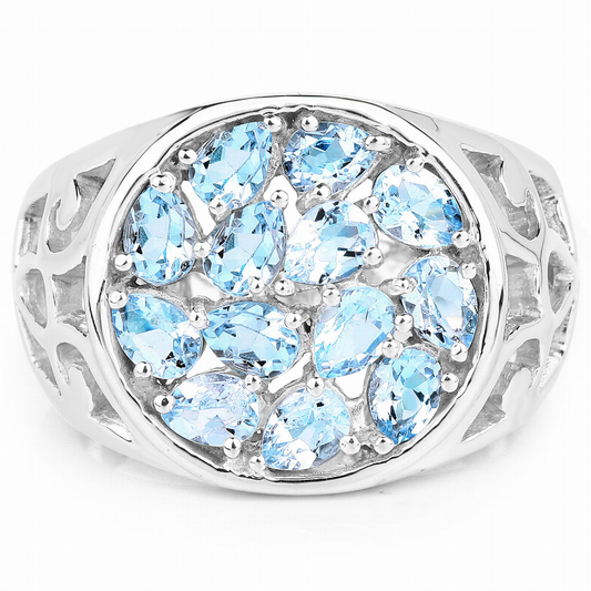 2.34 Carat Genuine Blue Topaz .925 Sterling Silver Ring