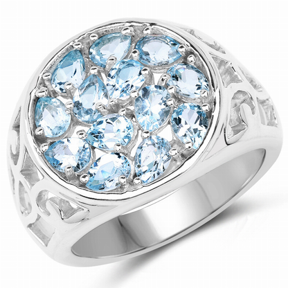 2.34 Carat Genuine Blue Topaz .925 Sterling Silver Ring