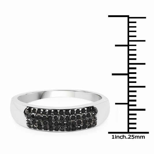 0.22 Carat Genuine Black Diamond .925 Sterling Silver Ring