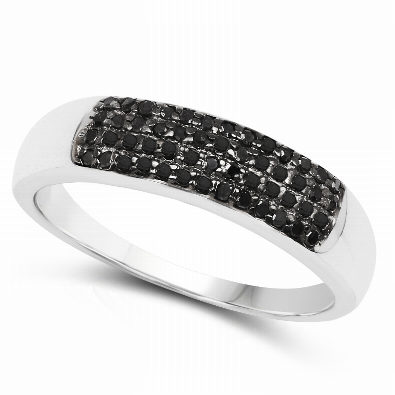 0.22 Carat Genuine Black Diamond .925 Sterling Silver Ring