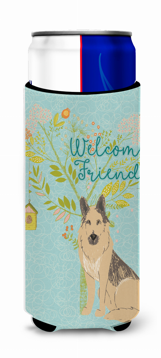 Welcome Friends with Dog Ultra Hugger for slim cans