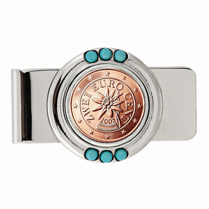 Austrian 2 Euro Coin Turquoise Money Clip