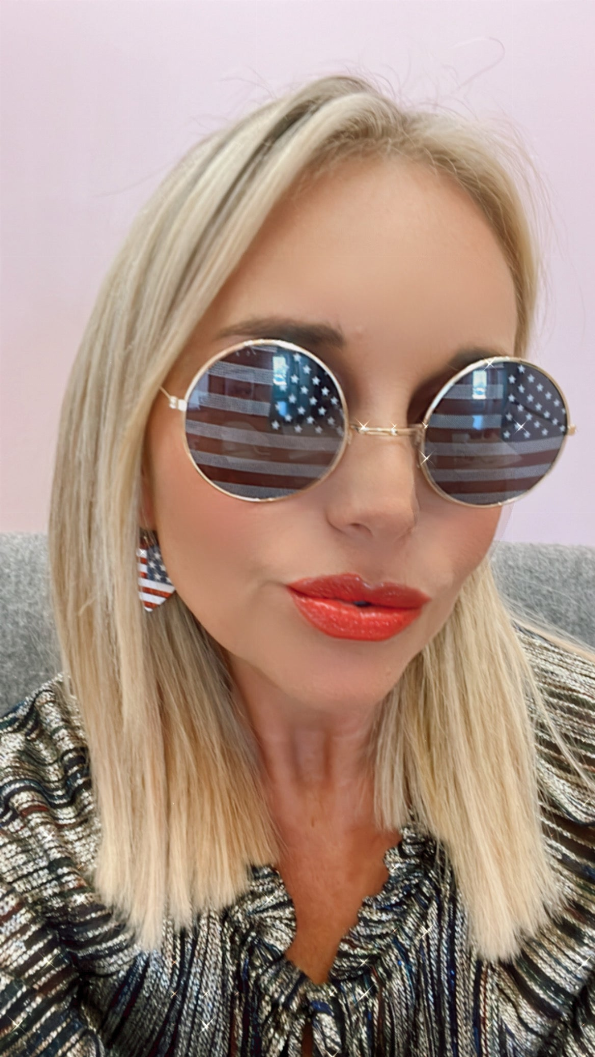 American Flag Round Shaped Sunglasses