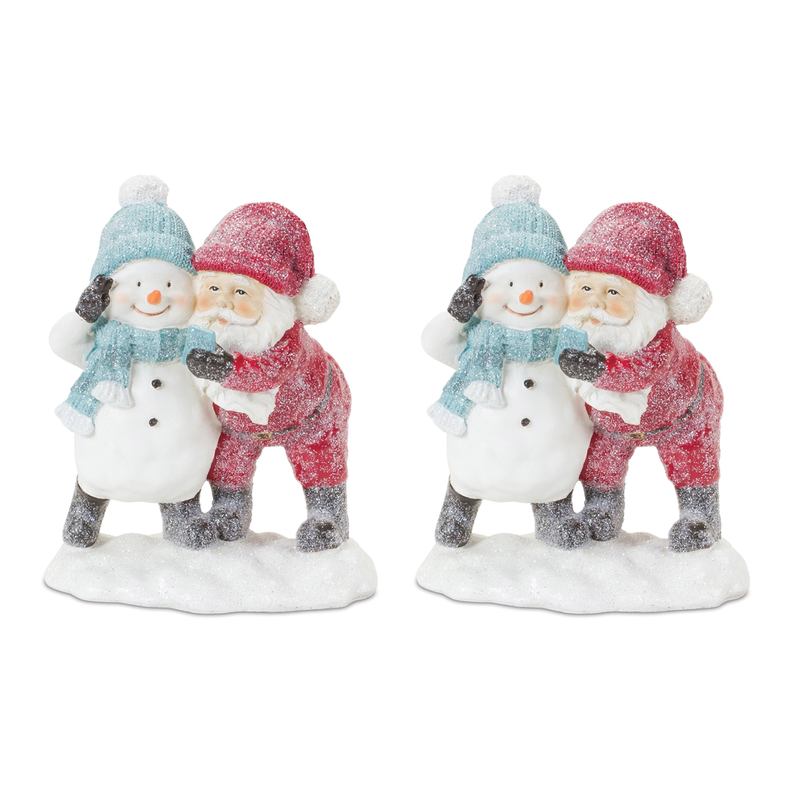 Whimsical Santa and Snowman Selfie Figurine