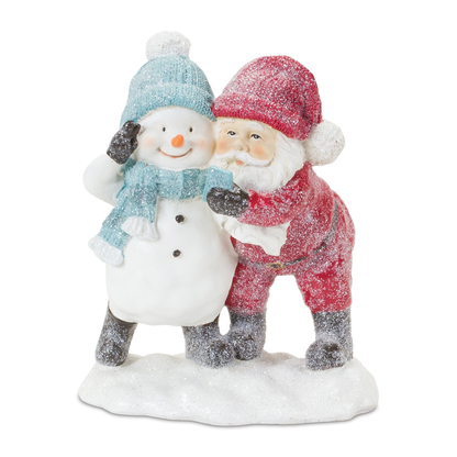 Whimsical Santa and Snowman Selfie Figurine