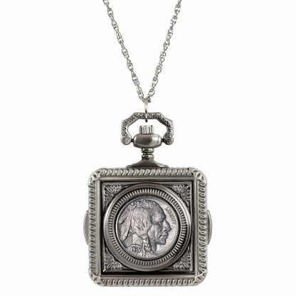 Buffalo Nickel Coin Pocket Watch Coin Pendant Necklace