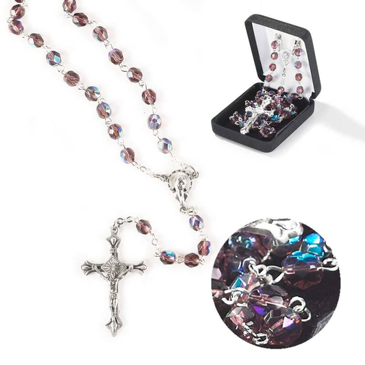 Rosary Amethyst Faux Madonna Center