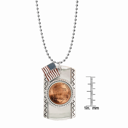 Union Shield Penny Dog Tag Pendant Coin Necklace