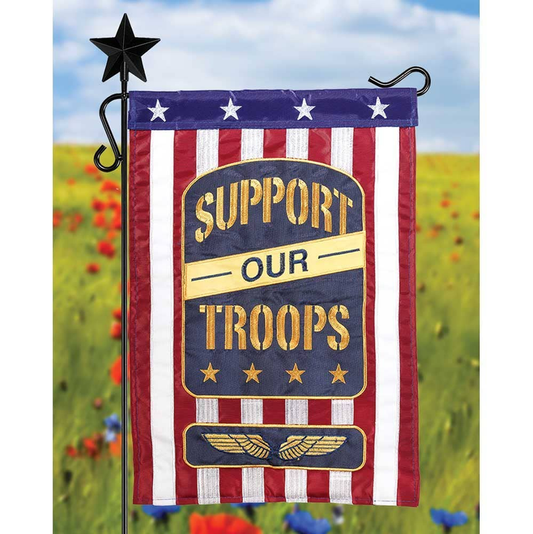 Support Our Troops Family Double Applique Garden Flag