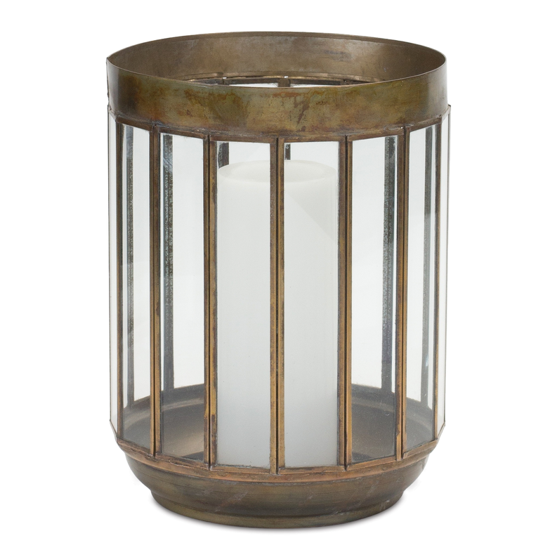 Bronze Candle Holder with Glass Panes