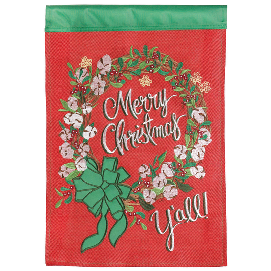 Merry Christmas Y'All Double Applique Garden Flag