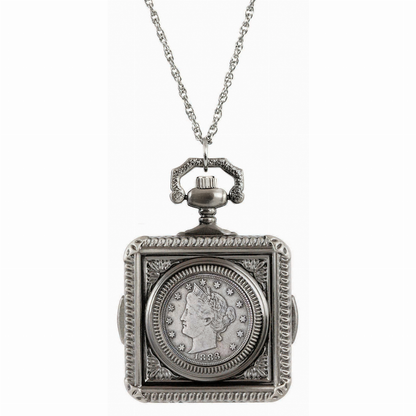 1883 First-Year-of-Issue Liberty Nickel Coin Pocket Watch Coin Pendant Necklace