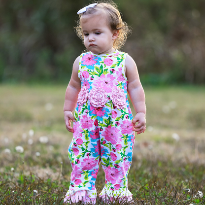 AnnLoren Springtime Easter Floral Baby/Toddler Girls Cotton Knit Romper