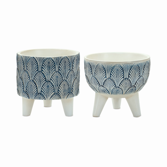 Pot w/Legs (Set of 2) 5.25"D x 5.25"H, 5.5"D x 5"H Resin