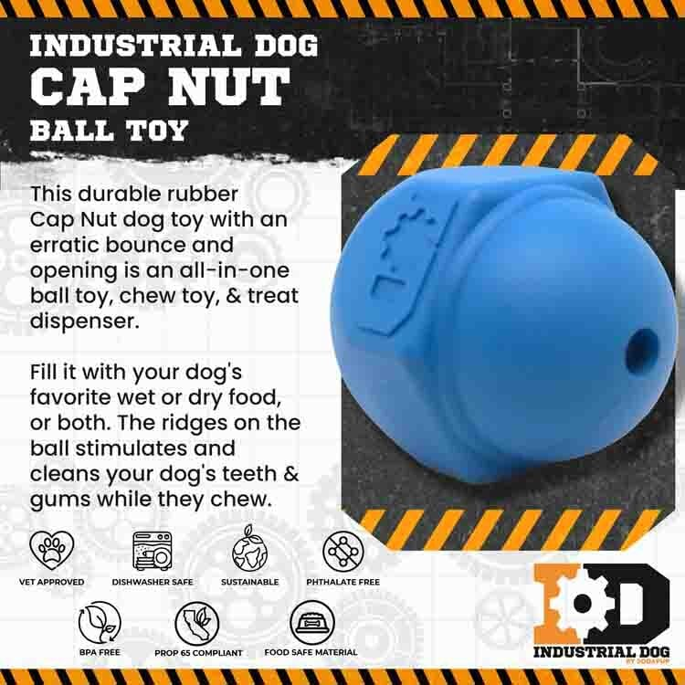 ID Cap Nut Ultra-Durable Rubber Chew Toy and Treat Dispenser