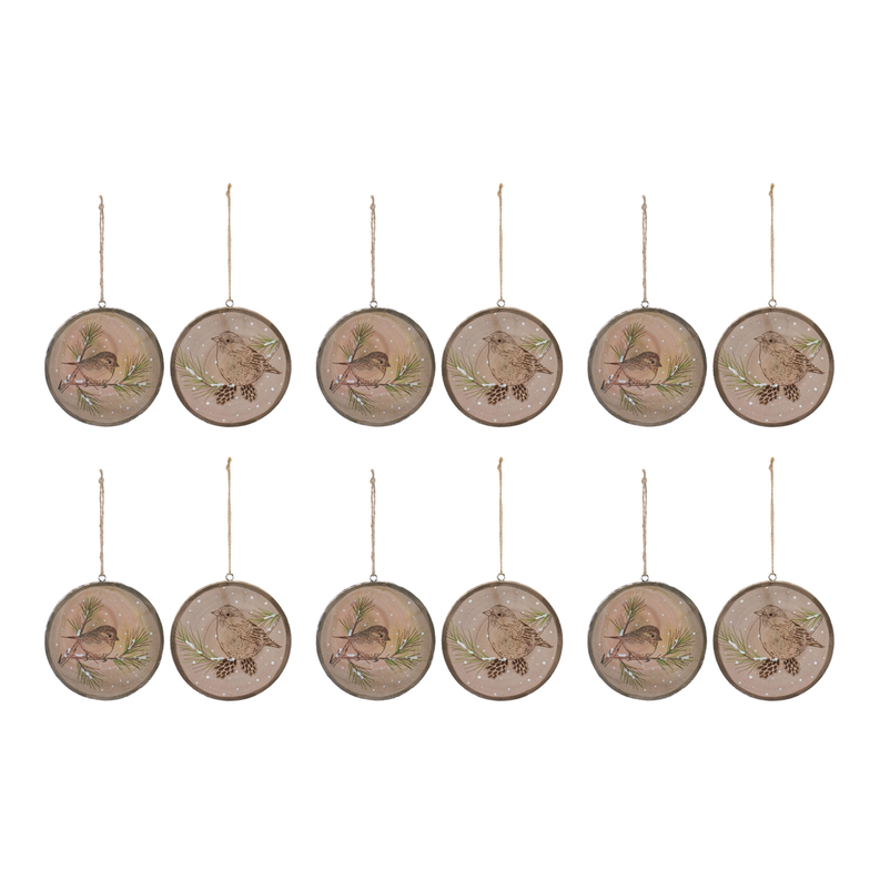 Wood Bird Tree Disc Ornament