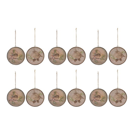 Wood Bird Tree Disc Ornament