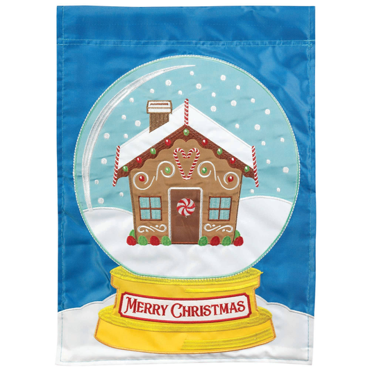 Gingerbread Snowglobe Merry Christmas Garden Flag