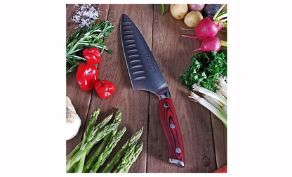 Crimson  Chef knife - Red G10 Handle w/ Kullens