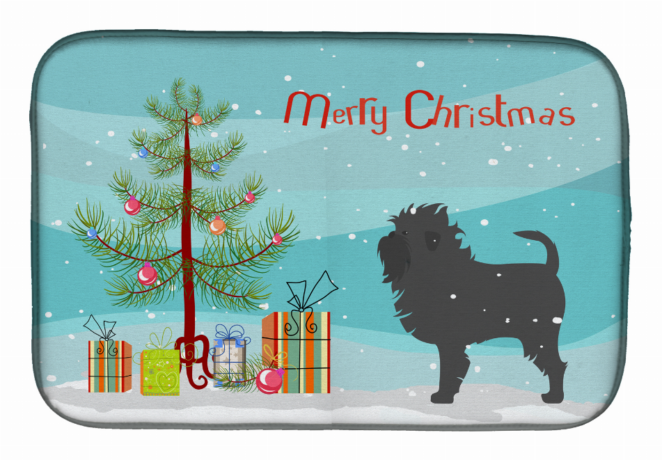 Christmas Tree and Dog on Dish Drying Mat