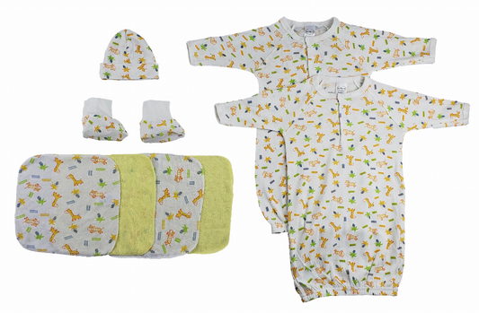 Bambini Gowns, Cap Booties and Washcloths - 8 Piece Set