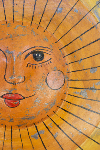 Hand-Hammered Recycled Metal Sun Face