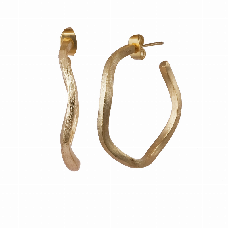 Wavy Gold Hoop Earrings