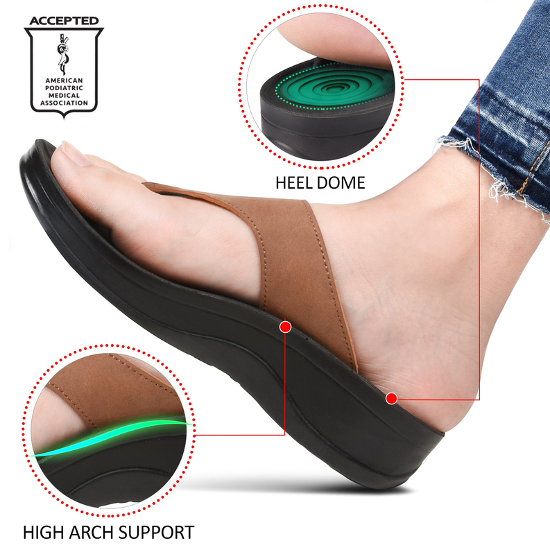 Aerothotic - Shale omfortable Arch Support Flip Flops for Women